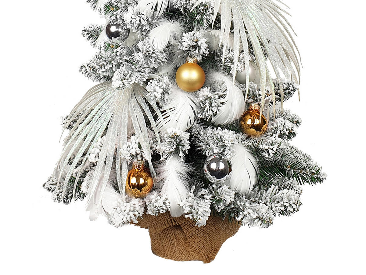 LAALU WEIHNACHTSBAUM geschmückt künstlich POLAR GOLD 60 cm mit LED-BELEUCHTUNG IM TOPF - Silberfarben/Goldfarben, Kunststoff (60cm) - LAALU