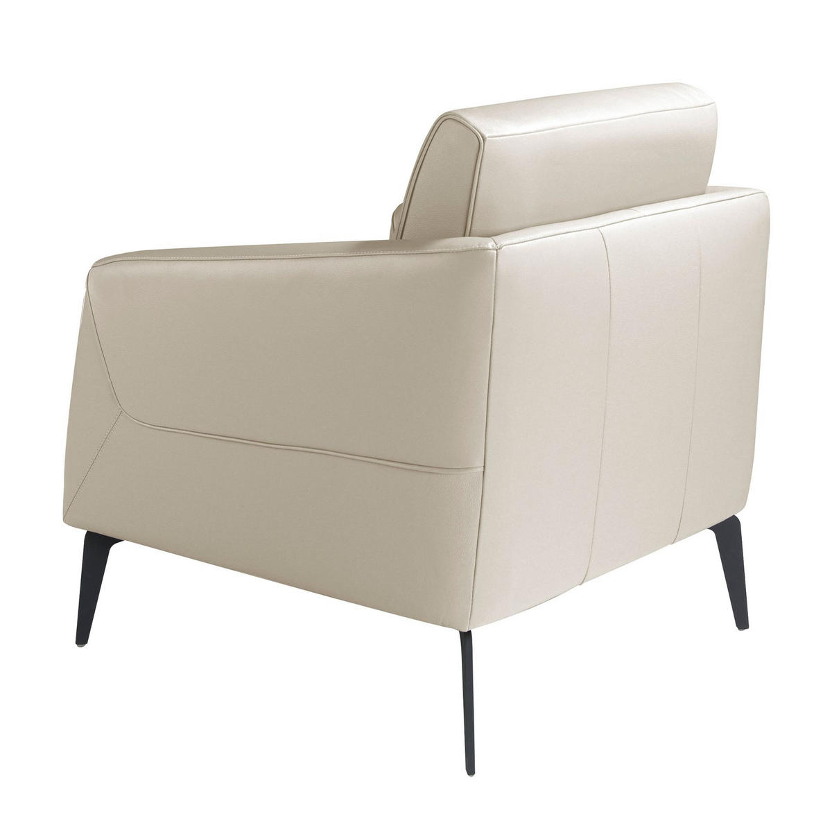 SESSEL Taupegrauer Ledersessel 78/80/82 cm - Hellgrau/Schwarz, Leder (78/82/80cm) - ANGEL CERDA