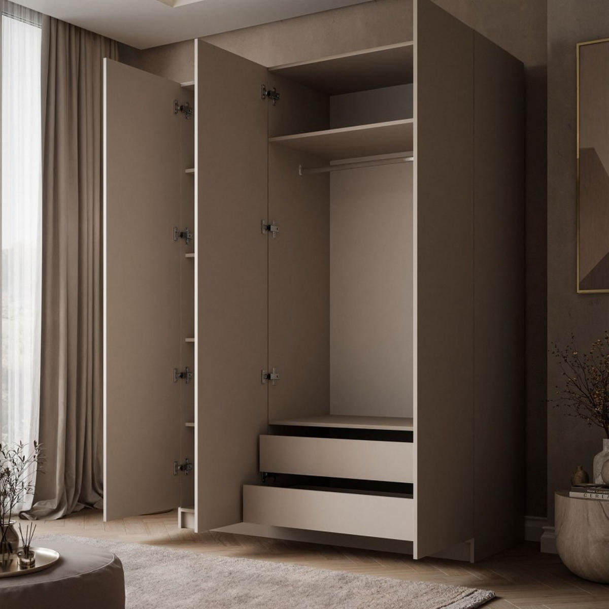 KLEIDERSCHRANK AUREL KASCHMIR 3D - Kaschmir, Holzwerkstoff (150/210/55cm) - Lookway