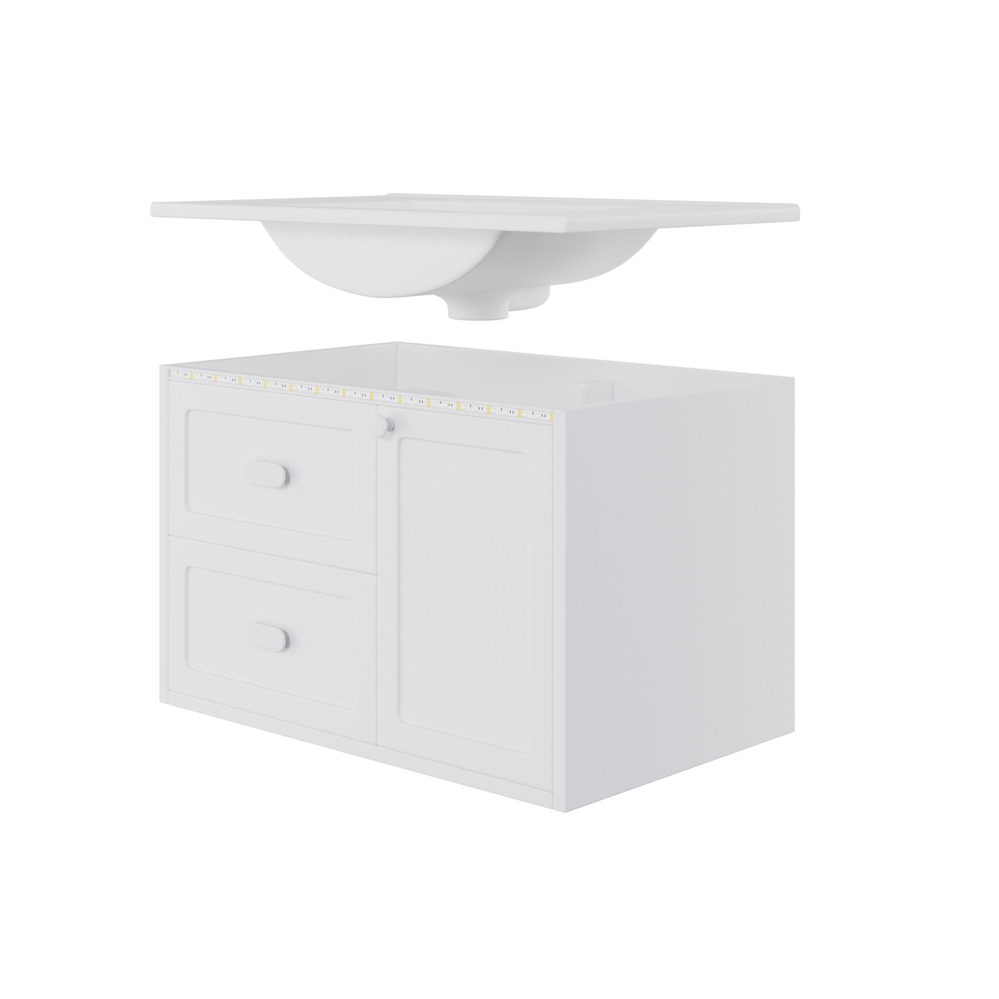 BADEZIMMERSCHRANK Weiß 76/46/51 cm - Weiß, Holz (76/51/46cm) - PANGIVO