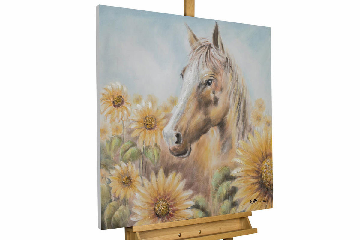 ACRYLBILD HANDGEMALT 80/80 cm - Gelb/Braun, Holz/Textil (80/80cm) - KUNSTLOFT