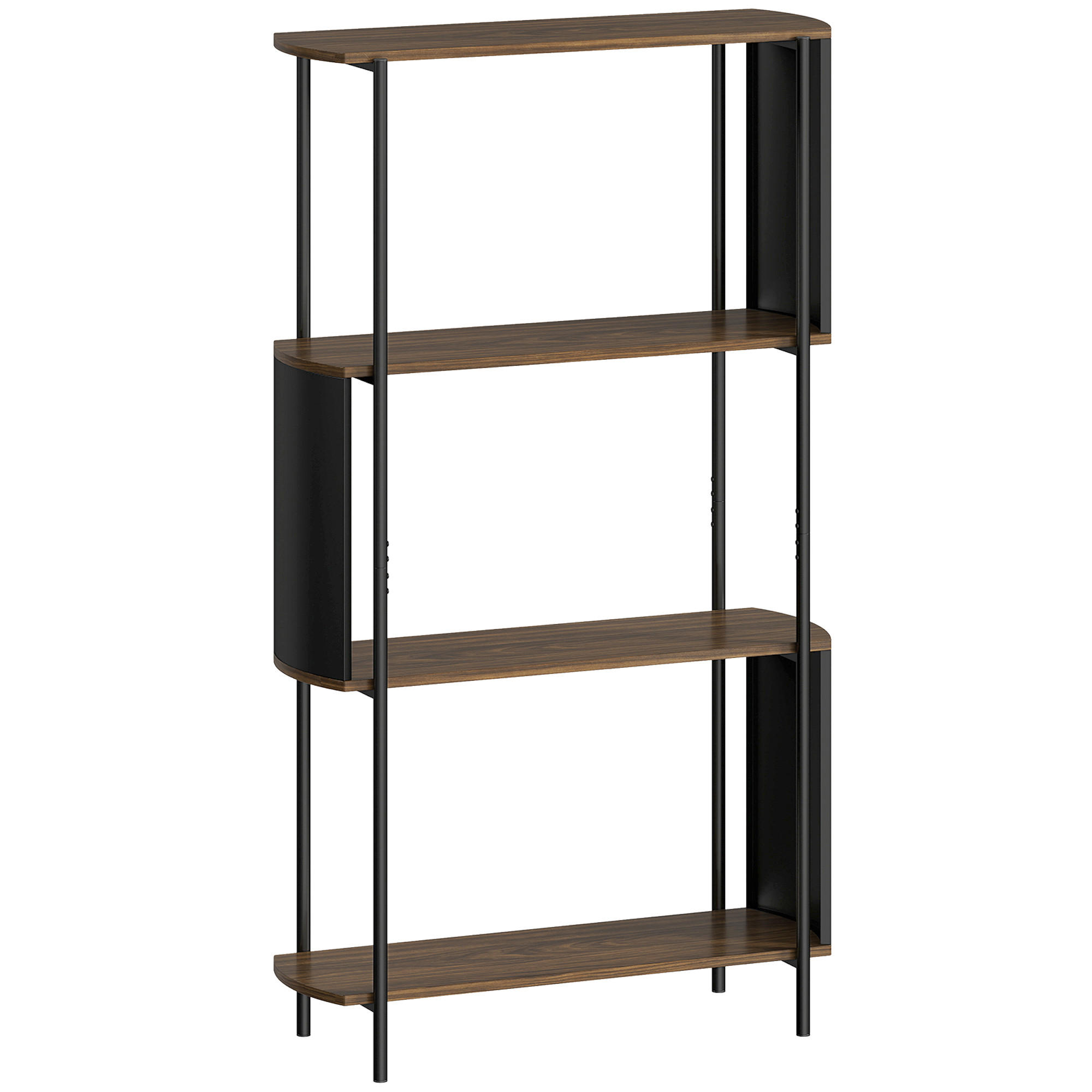 STANDREGAL MDF Stahl Braun - Schwarz/Braun, Holzwerkstoff/Metall (30/141/80cm) - HOMCOM