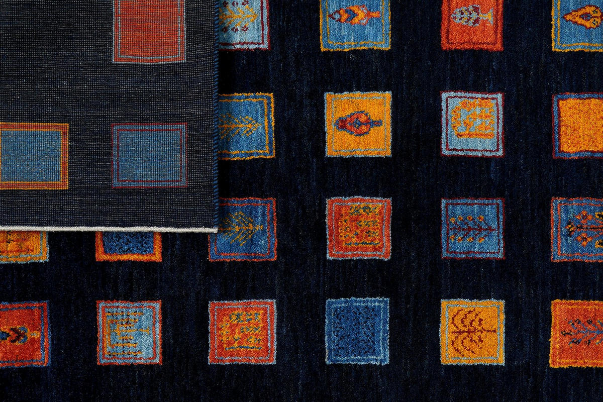 GABBEH-TEPPICH handgeknüpft Rizbaf Blau 235/180 cm Schurwolle - Blau, Textil (180/235cm) - Looma