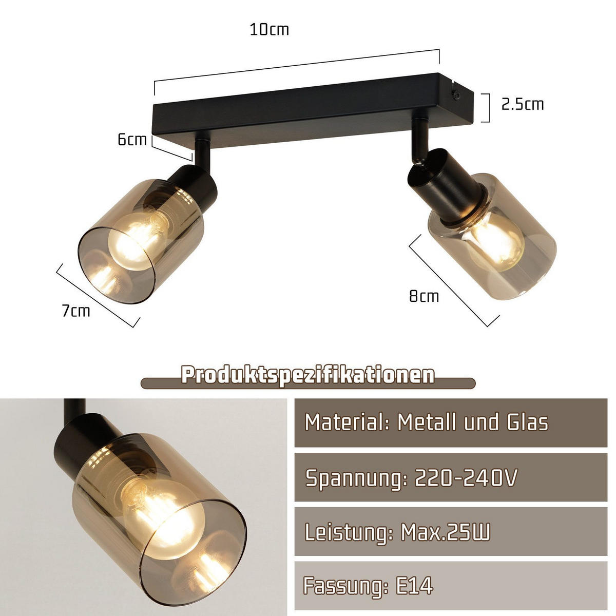 DECKENLEUCHTE Eaton 26/19/15cm - Schwarz, Metall (26/19/15cm) - Nettlife
