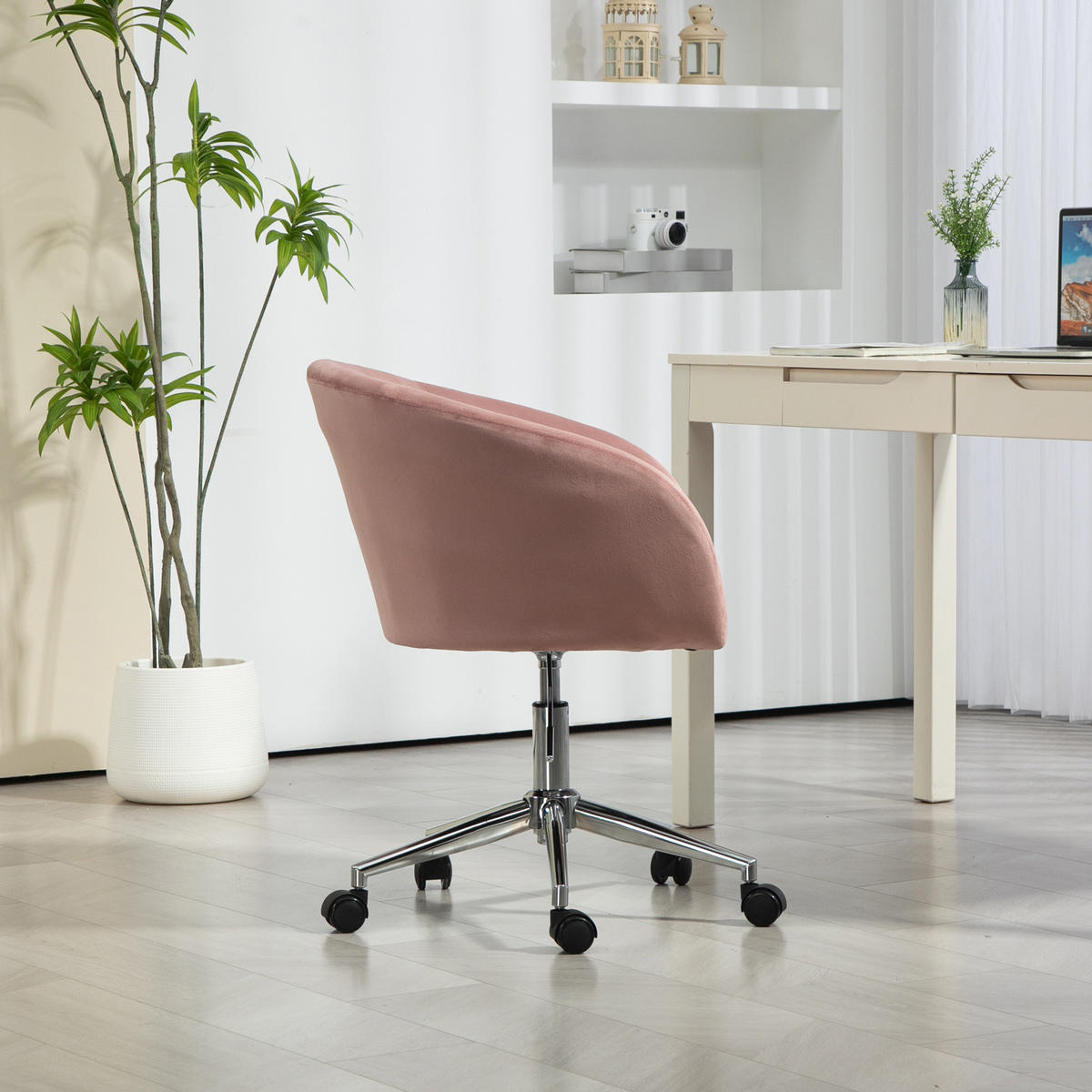 SCHREIBTISCHSTUHL LOUISA Rosa - Silberfarben/Rosa, Textil/Metall (56/88/56cm) - SVITA