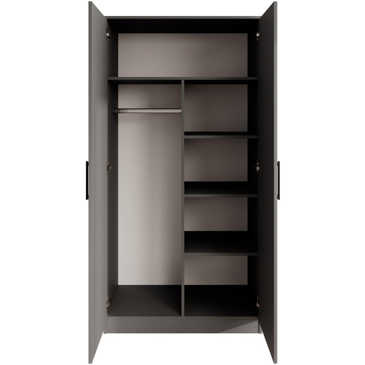 DREHTÜRENSCHRANK Trend, ohne Schubladen, Graphit - Schwarz/Graphitfarben, Holzwerkstoff (90/180/50cm) - Beautysofa