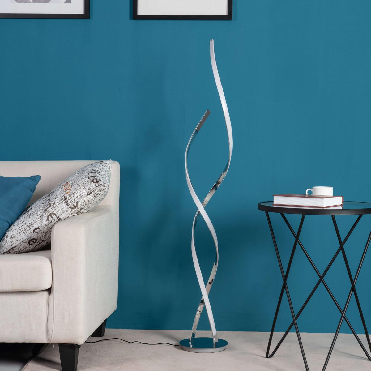 STEHLEUCHTE Cascada, Silber/Chrom, 126cm - Chromfarben, Metall (126/22/126cm) - KOSILUM