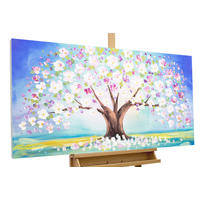 ACRYLBILD HANDGEMALT 120/60 cm - Blau/Pink, Holz/Textil (120/60cm) - KUNSTLOFT