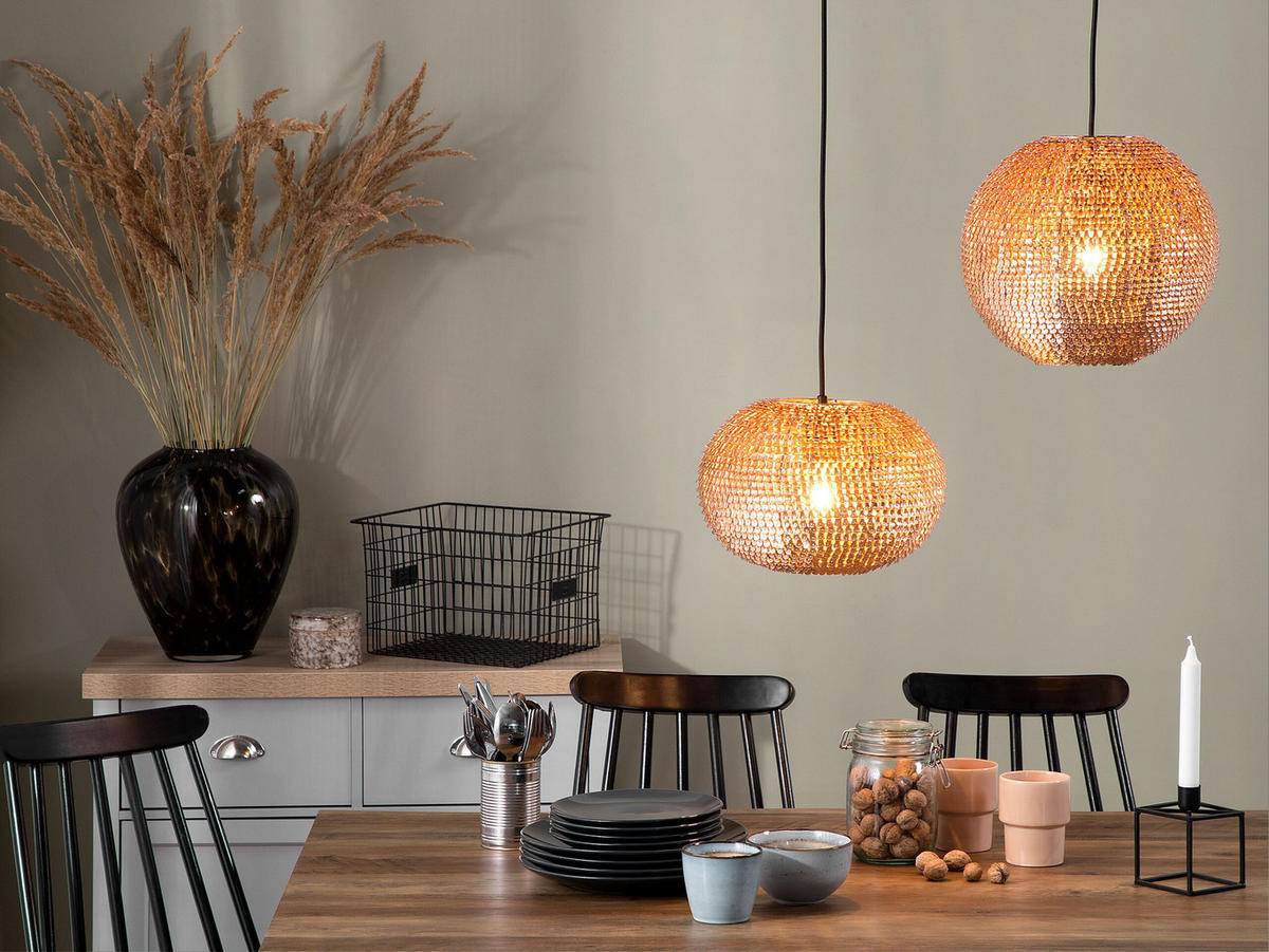 HÄNGELEUCHTE Seine 30/30/142 cm - Kupferfarben, Metall (30/30/142cm) - Beliani