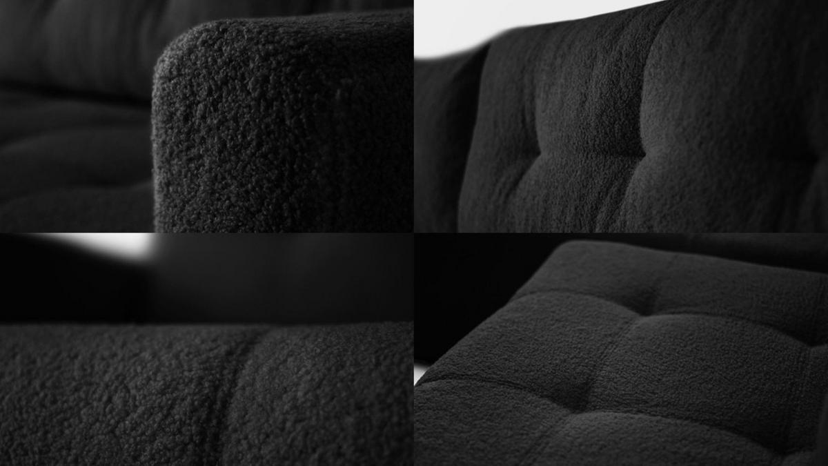 ECKSOFA VIENNA Stil Bettkasten und Funktionalität Bouclé Schwarz Rechts - Schwarz, Holz (261/143cm) - Kaiser Möbel