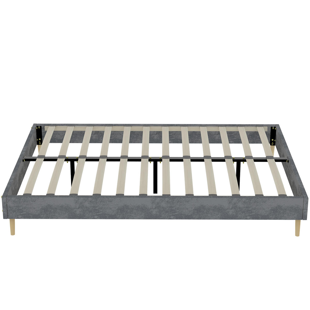 POLSTERBETT 160/200 cm DE-33008 Veloursbezug Grau - Grau, Metall (160/200cm) - ComfortXL