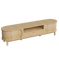 LOWBOARD DE-40238 mit Rattan-Schubladen und Schiebetüren Natur - Naturfarben, Holzwerkstoff (165/46/37cm) - ComfortXL