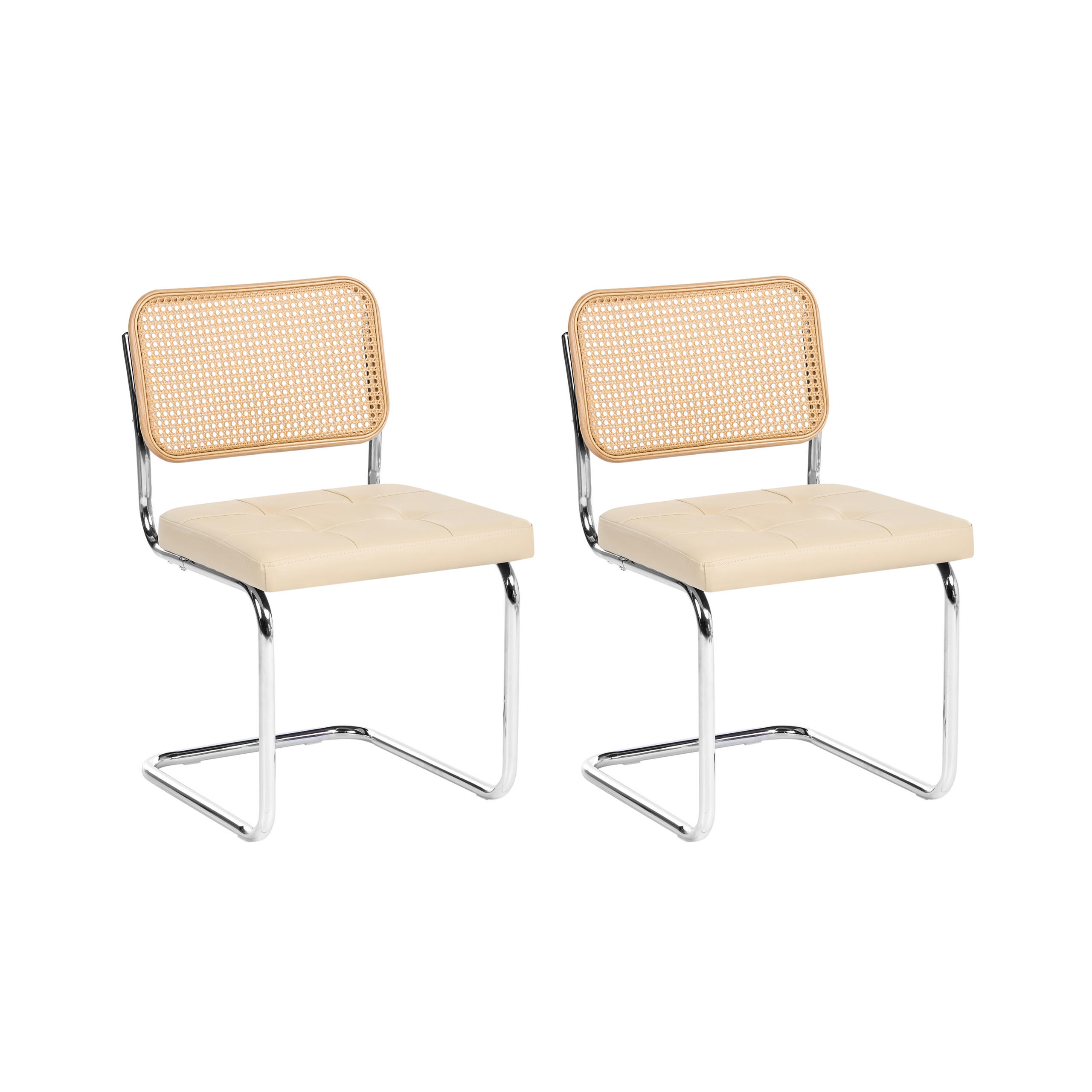ESSZIMMERSTUHL 2er-Set Metall Hellbeige Ethete - Beige, Kunststoff (49/83/54cm) - Beliani