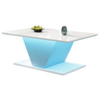 COUCHTISCH aus Spanplatte 100x50x46 cm in Weiß mit LED-Beleuchtung - Weiß, Holzwerkstoff (100/50/46cm) - Modfu