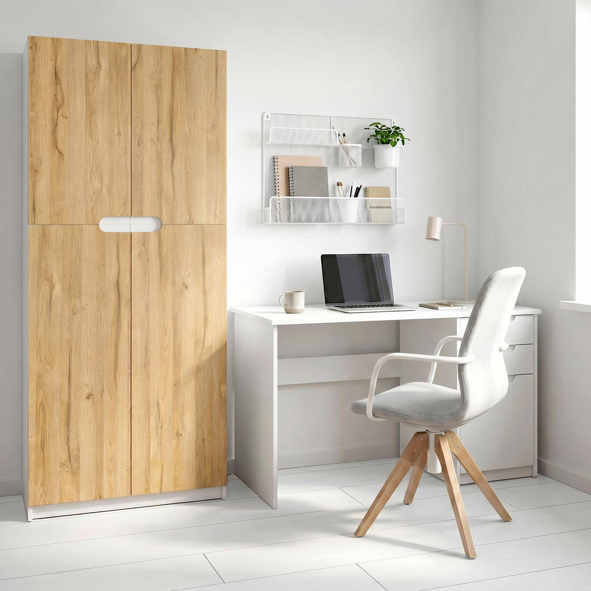 BÜROSCHRANK Logan Fronten in Eiche Natur - Eichefarben, Holzwerkstoff (82/184/37cm) - Vladon