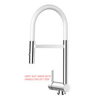 VORFENSTER-KÜCHENARMATUR, Umklappbar 6 CM, Verchromt und Weiß, 2-Strahl-Brause, LINKER HEBEL - Weiß, Metall (21.3/48.2/21.3cm) - VIZIO