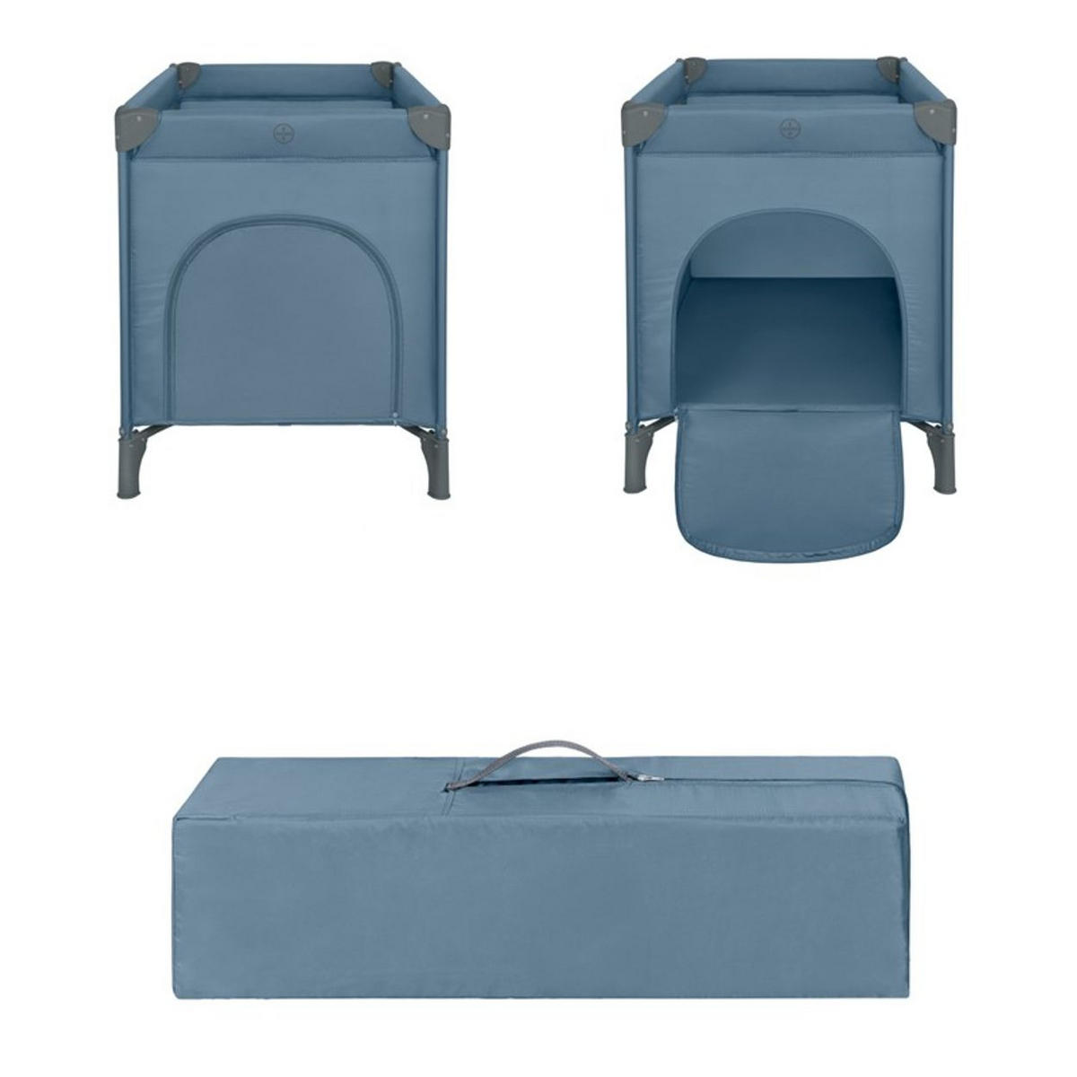 REISEBETT so gifted grau blau weiche Matratzenauflage, Seiteneingang - Grau, Metall (60/120cm) - Kikka boo