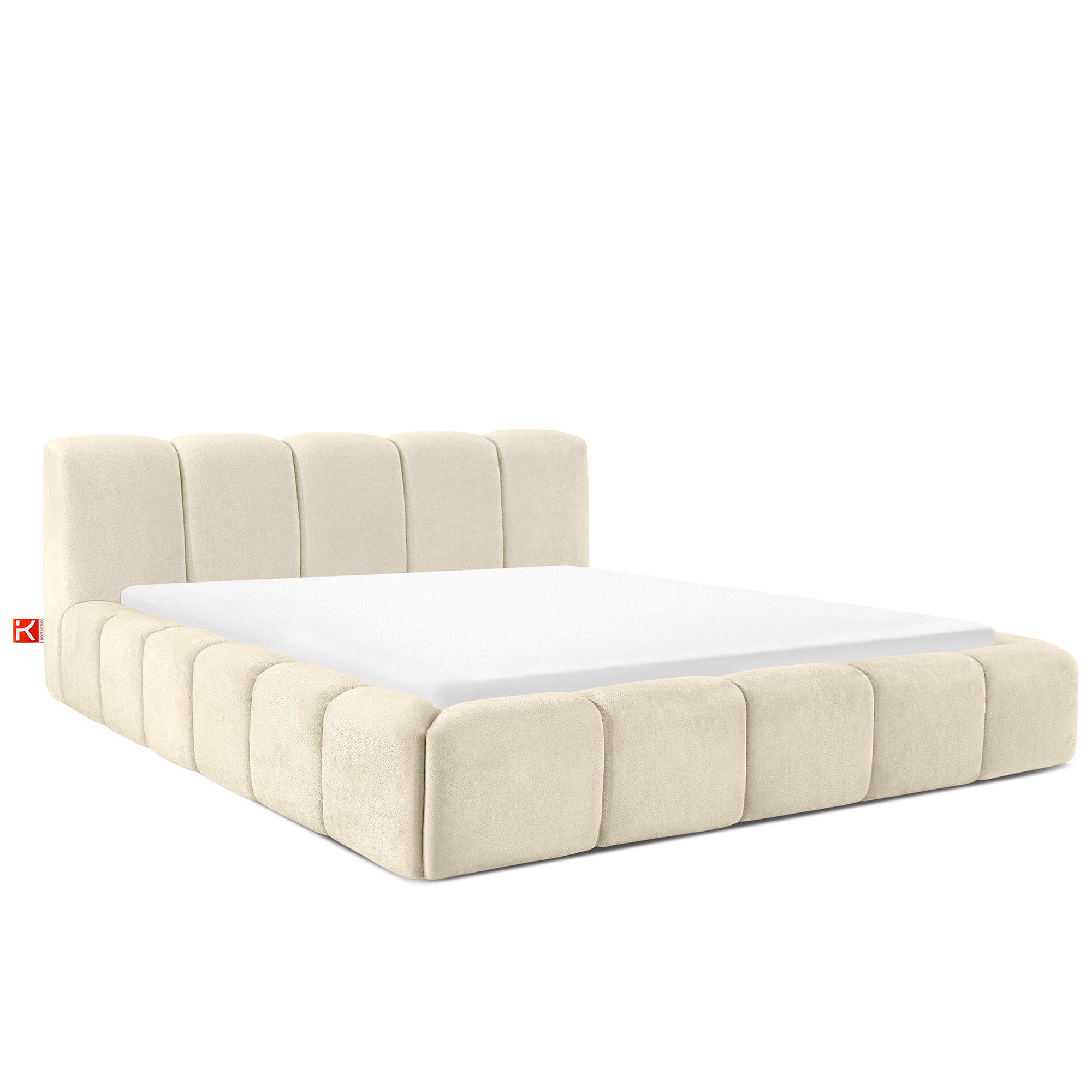 POLSTERBETT OLMIRA - Ecru/Schwarz, Holz/Holzwerkstoff (202/203cm) - KONSIMO®