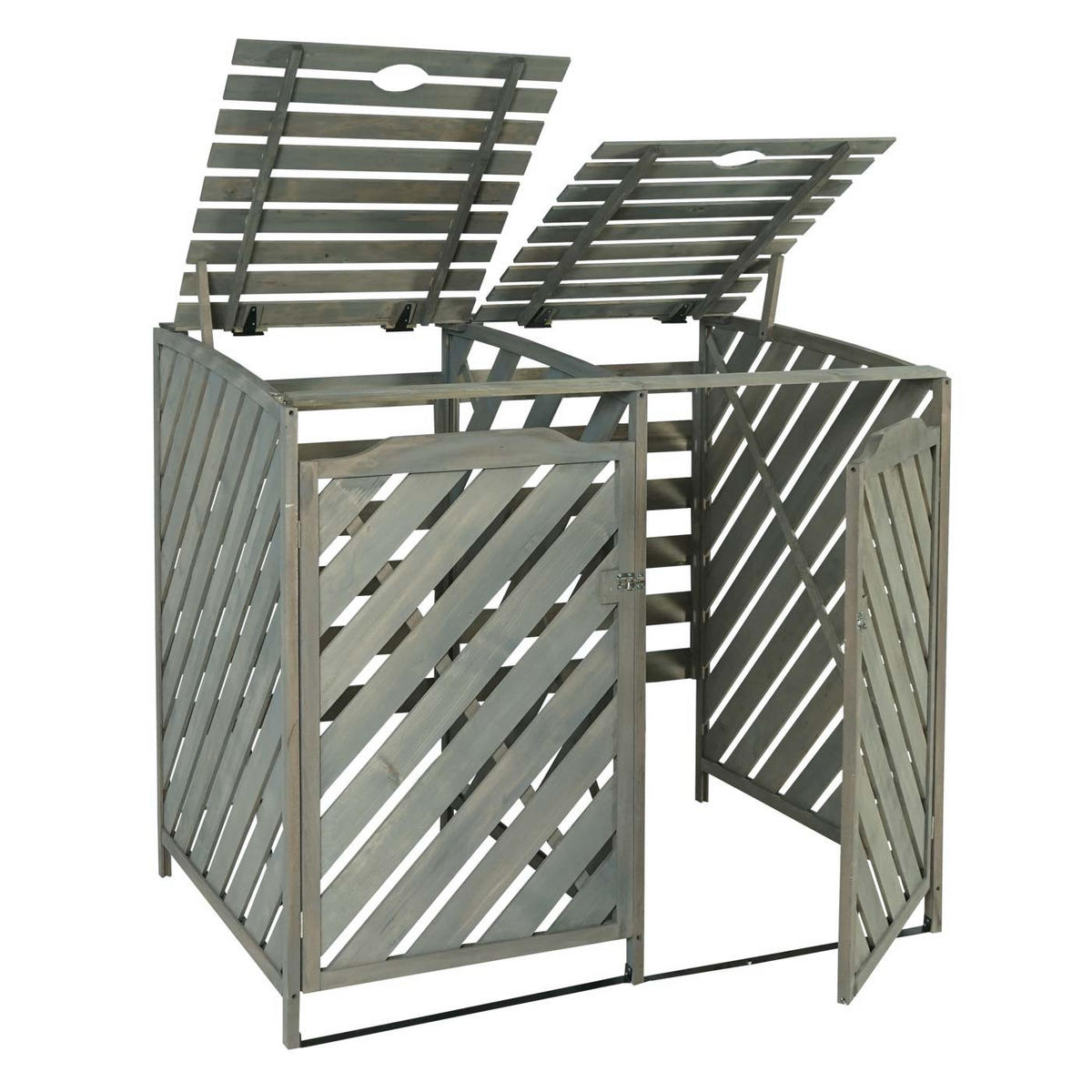 MÜLLTONNENBOX XL 2er-/4er HxBxT 121x133x98cm Grau Holz -zertifziert - Grau, Holz (133/121/98cm) - PROREGAL