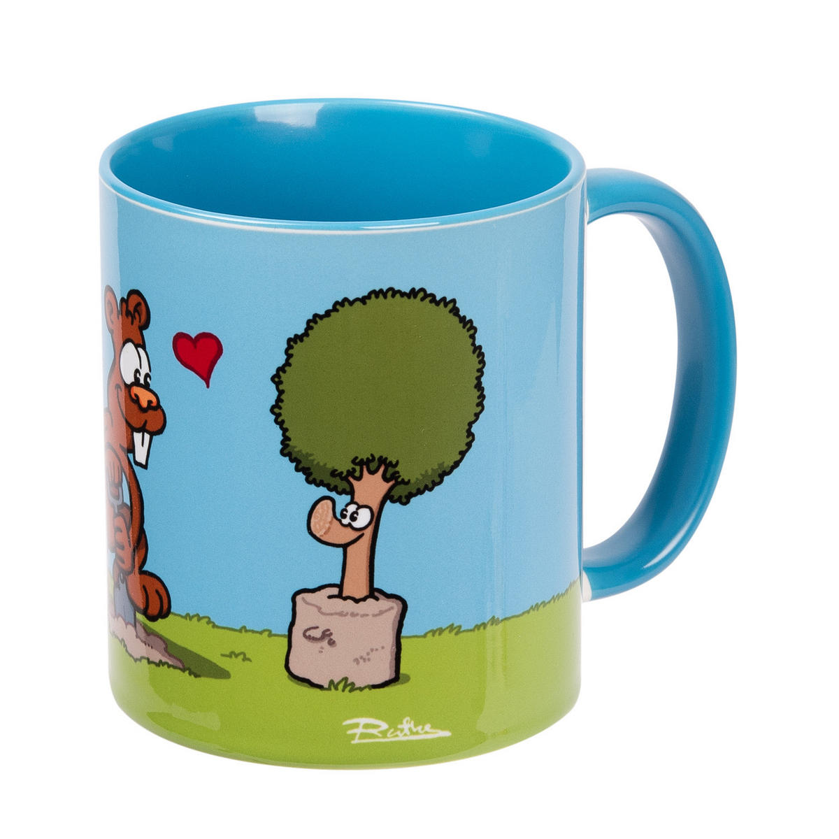 KAFFEEBECHER Ralph Ruthe Biber & Baum Buddeltasse Blau 320 ml - Multicolor, Keramik (0.32L) - United Labels