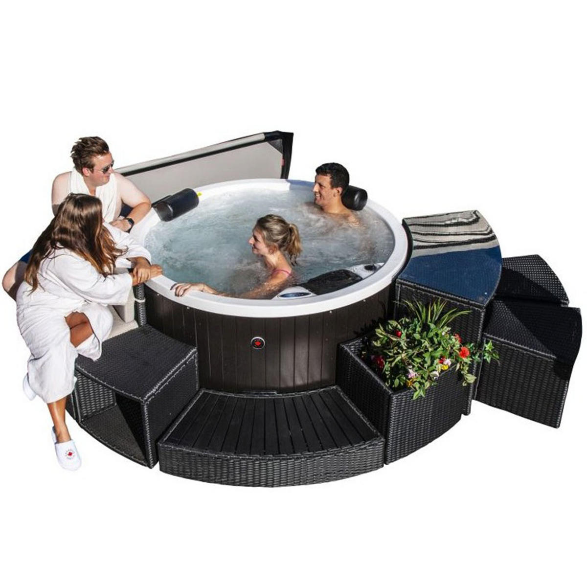 WHIRLPOOL RANDMÖBEL RUND Sitzbank rund - Braun, Naturmaterialien (112/72/50cm) - Canadian Spa Company
