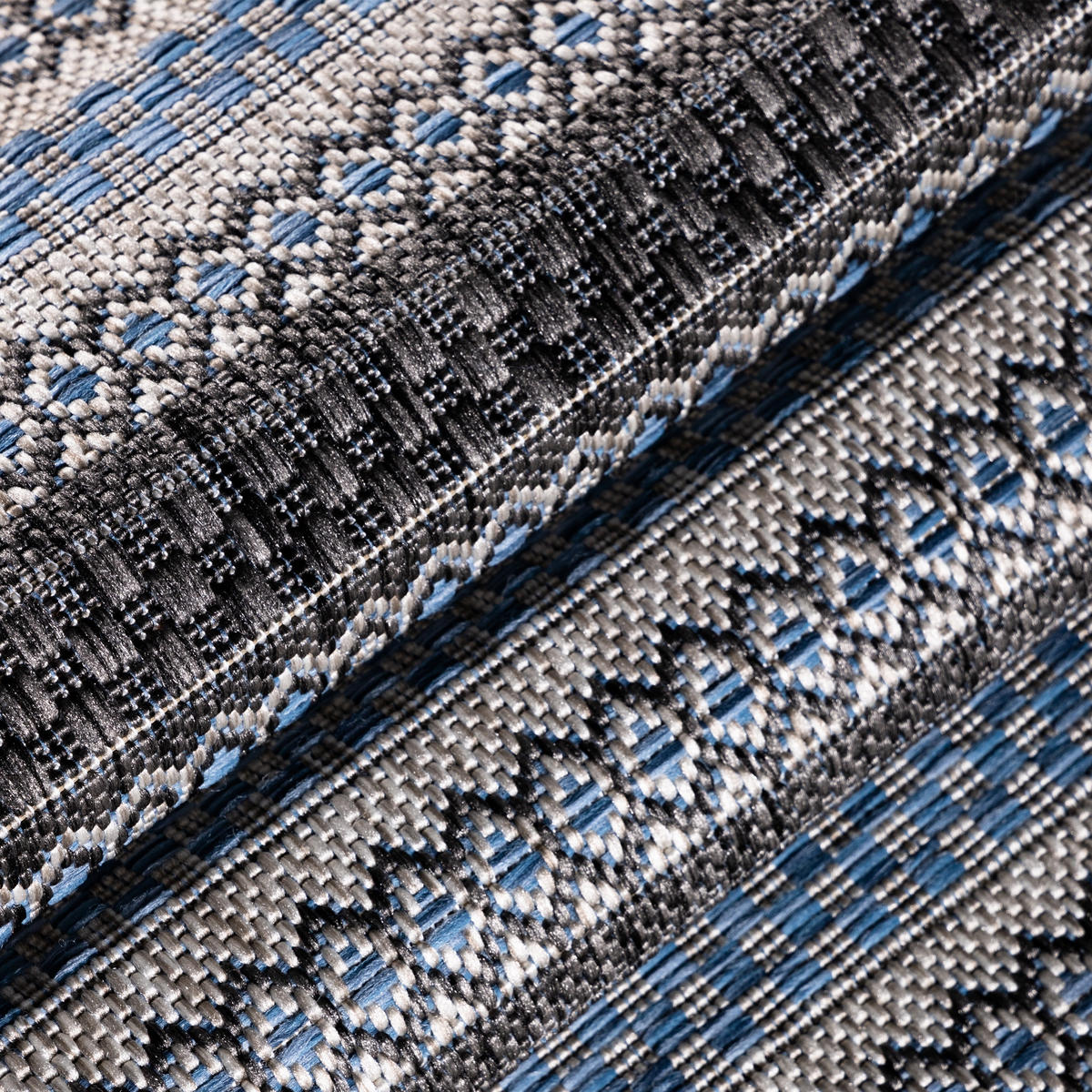 TEPPICH Outdoor Flachgewebe Vintage-Look Polypropylen Balkon Schwarz Rechteckig 240x340 - Schwarz, Textil (240/340cm) - KADIMA DESIGN