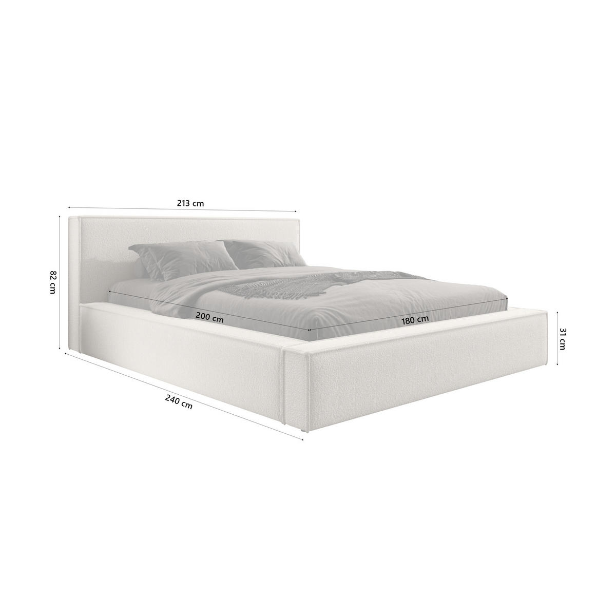 POLSTERBETT Mendocino 180x200 cm, Beige - Beige, Textil (180/200cm) - Fedve
