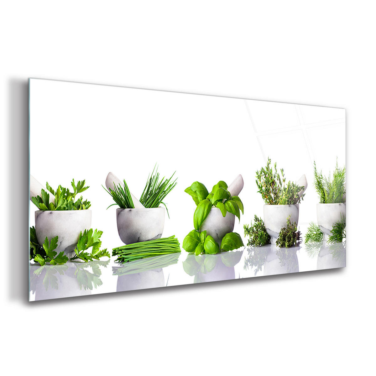 GLASBILD 120x60 cm Mörser - Hellgrün, Glas (120/60cm) - TULUP