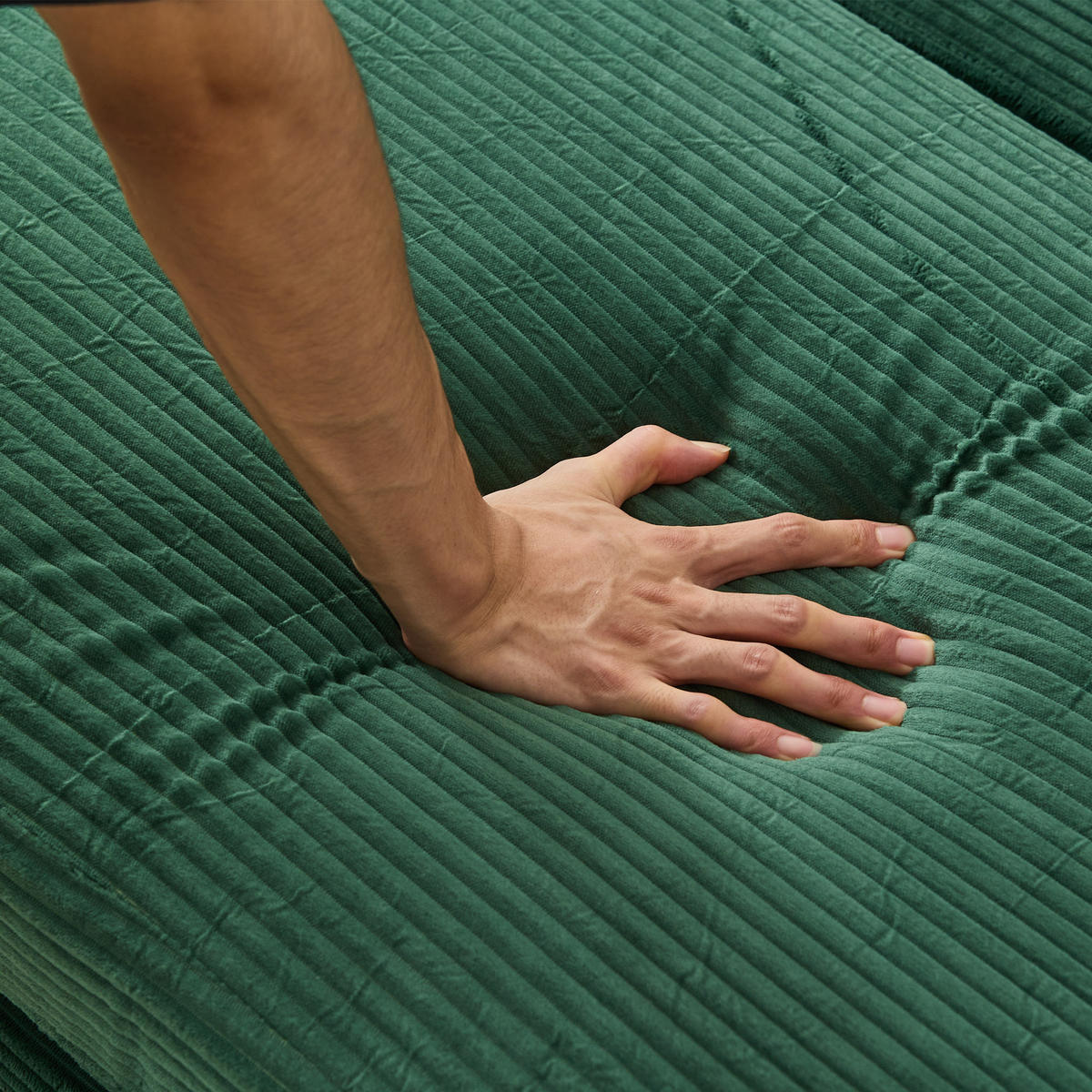 XXL-SESSEL mit Fußablage und 3 Kissen, DE-42357, Smaragdgrün - Grün, Metall (74/57/107cm) - ComfortXL
