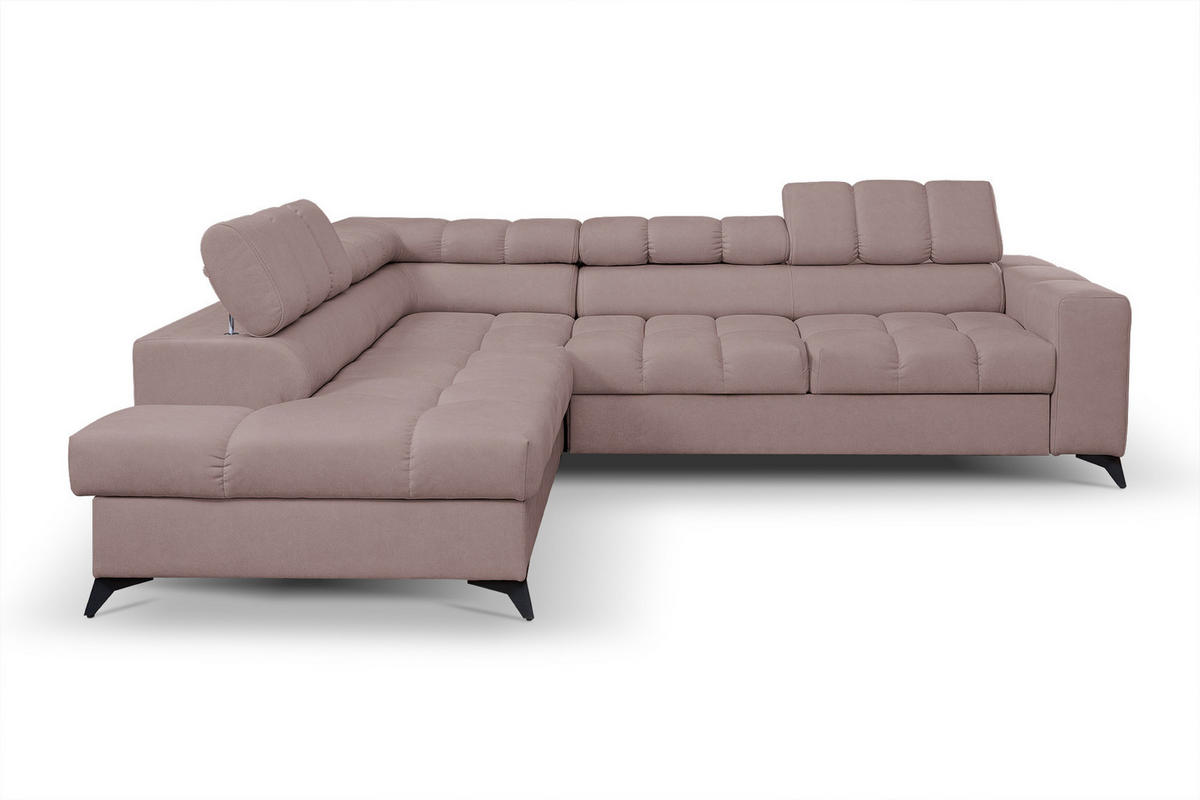 ECKSOFA Andrea L-Form mit verstellbaren Kopfstützen Schlaffunktion Bettkasten 267 cm links rosa - Rosa, Kunststoff (106/267cm) - Margaret Hadas24