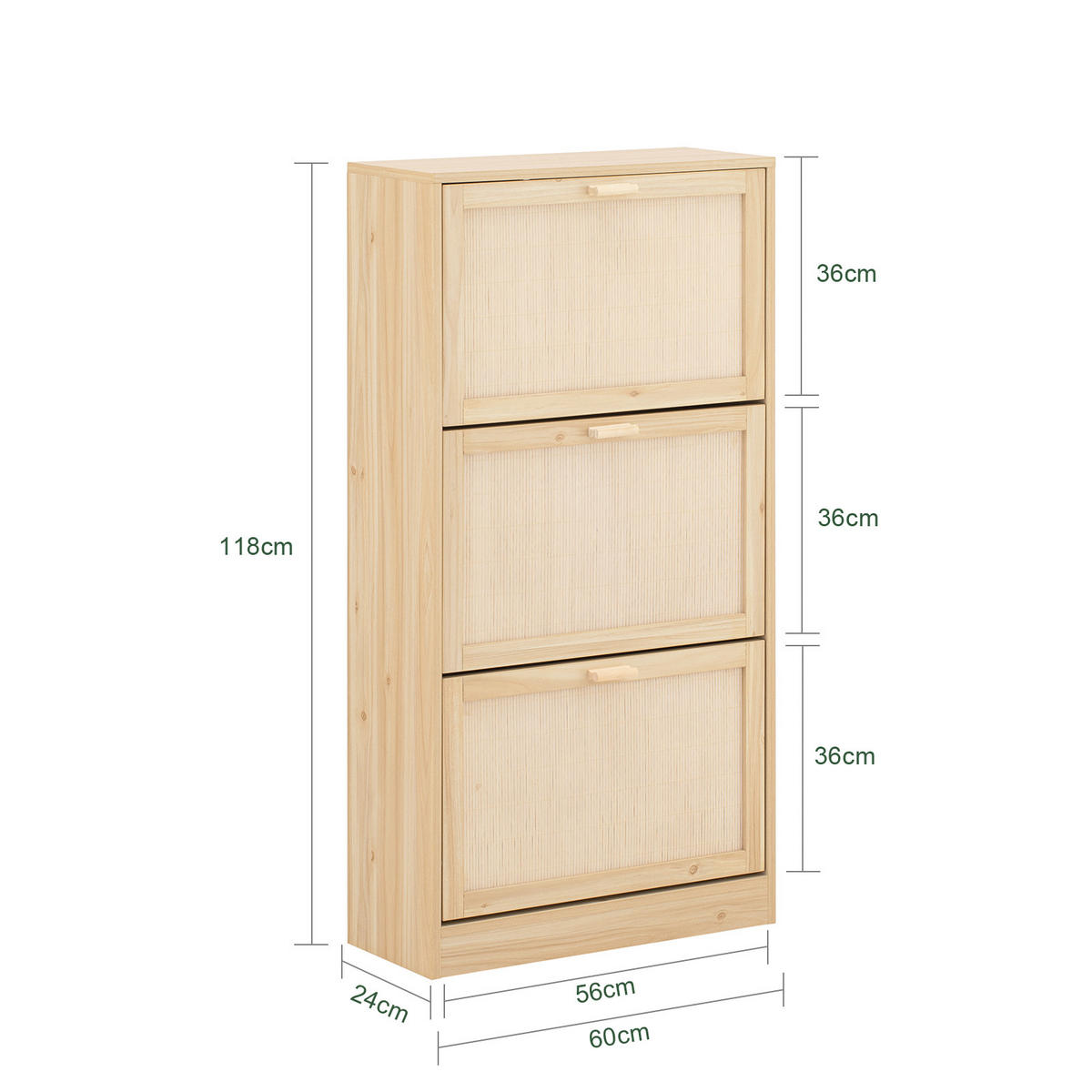 SCHUHSCHRANK NATUR - Naturfarben, Naturmaterialien/Holzwerkstoff (60/118/24cm) - SoBuy