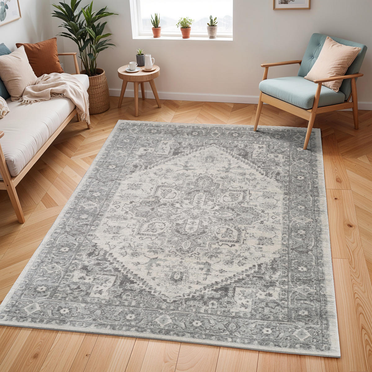 VINTAGE-TEPPICH 160/220 cm Grau - Grau, Naturmaterialien/Textil (160/220cm) - LIVABLISS