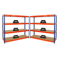 SCHWERLASTREGAL Dino 2er-Set mit 2x 180x200x60 cm Fachlast 500 kg Blau/Orange - Orange, Metall (400/180/60cm) - PROREGAL