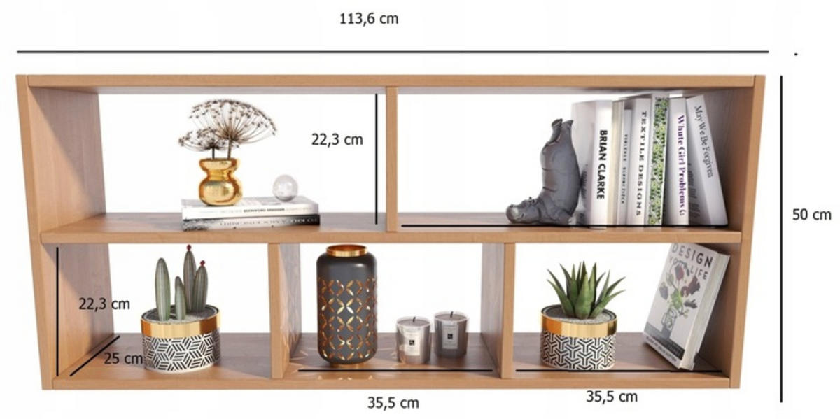 HÄNGEREGAL TEO Erle 113,6/25/50 cm - Erlefarben, Holzwerkstoff (113.6/50/25cm) - Matkam Möbel