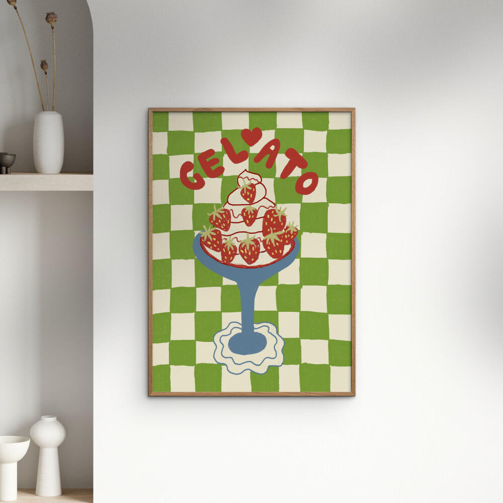 POSTER mit Rahmen Studio Dolci - Gelato - Eichefarben/Grün, Holz/Papier (70/100cm) - Poster&Frame