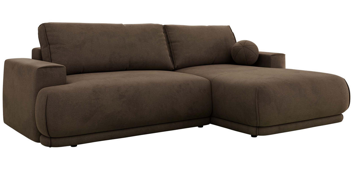 ECKSCHLAFSOFA RINA L Braun Velvet - rechts - Schwarz/Braun, Kunststoff/Textil (170/267cm) - MKS