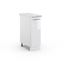 APOTHEKERUNTERSCHRANK Fame-Line Weiß Hochglanz 30 cm, AP Marmor - Weiß Hochglanz/Weiß, Holzwerkstoff (30/82/60cm) - Vicco