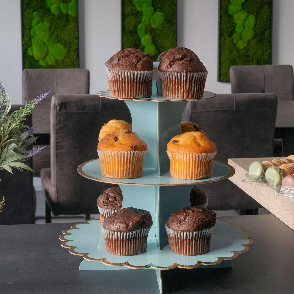 TORTENSTÄNDER aus Karton - Blau, Kunststoff (30/33/30cm) - Intirilife