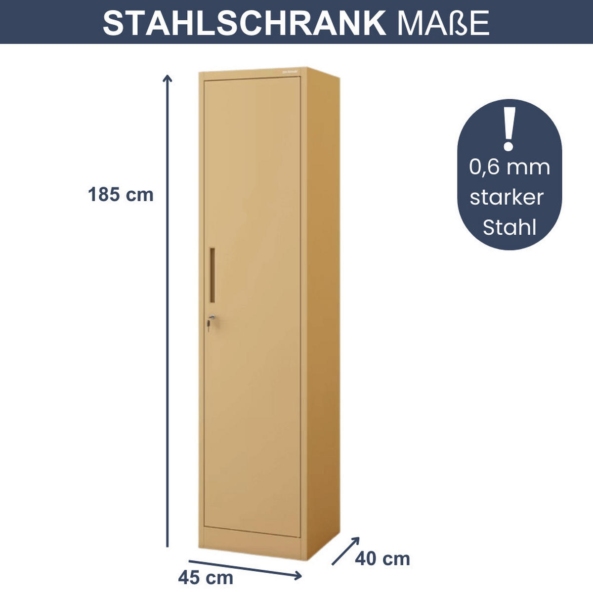 AKTENSCHRANK abschließbar KADO mit Flügeltüren 185x45x40cm Beige - Beige, Metall (45/185/40cm) - DELUKE