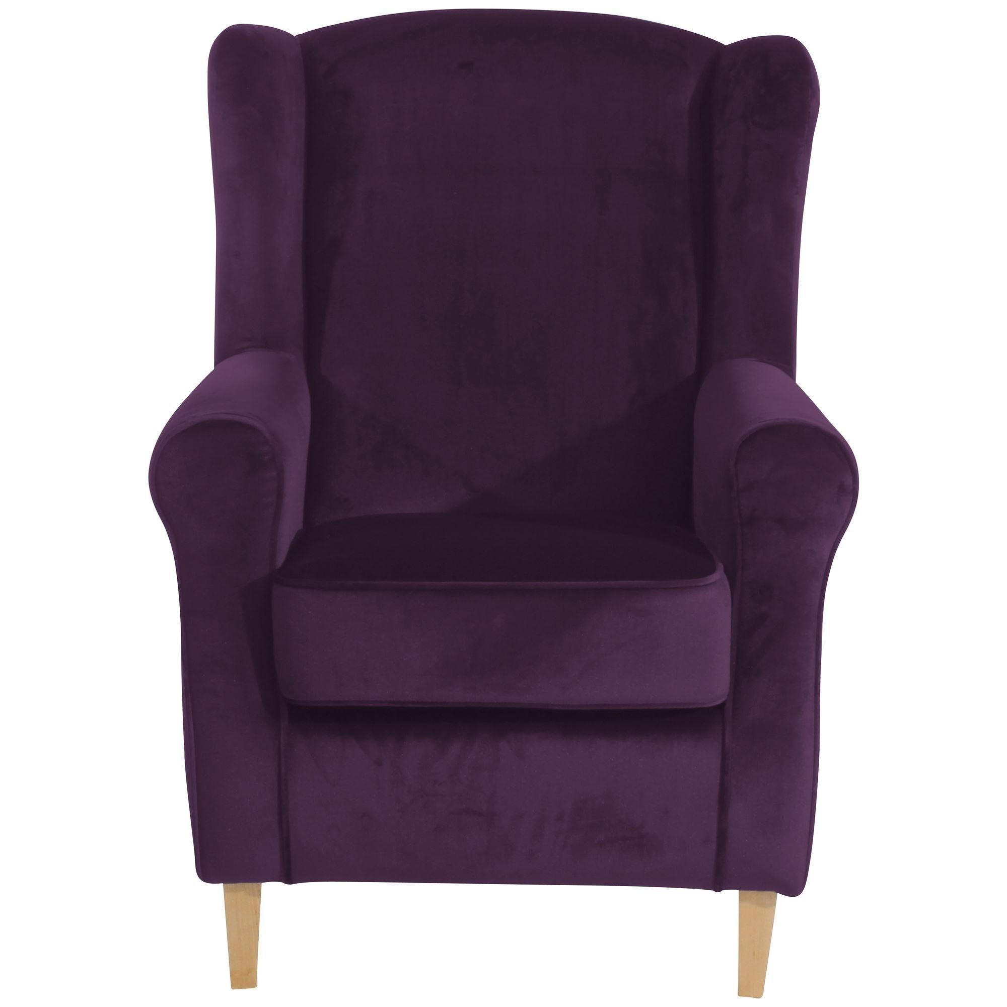 OHRENSESSEL Karlen Bezug Samtvelours Buche natur / purple - Violett/Buchefarben, Kunststoff (86/103/77cm) - 58aufmkessel