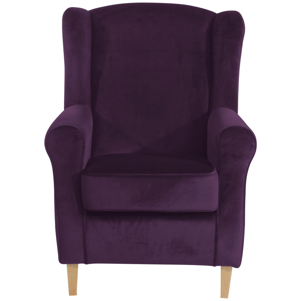 OHRENSESSEL Karlen Bezug Samtvelours Buche natur / purple - Violett/Buchefarben, Kunststoff (86/103/77cm) - 58aufmkessel
