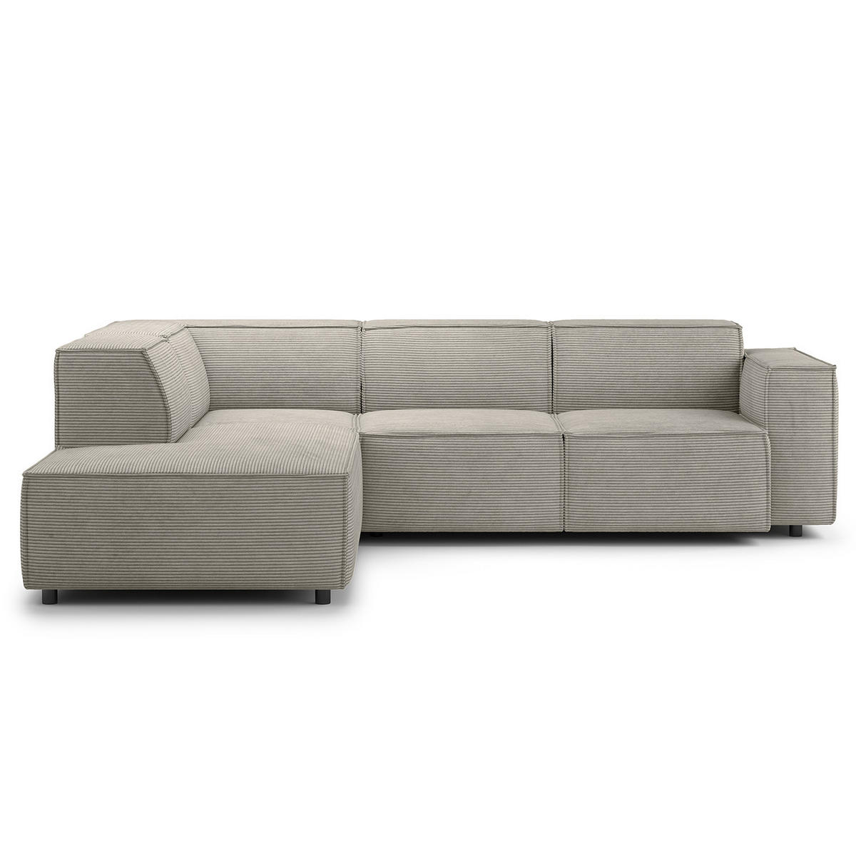 ECKSOFA mit Ottomane - Graubraun/Schwarz, Kunststoff/Textil (260/234cm) - home24