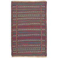 HANDWEBTEPPICH Kelim Kordi Blau 98/65 cm Schurwolle - Blau, Textil (65/98cm) - Looma