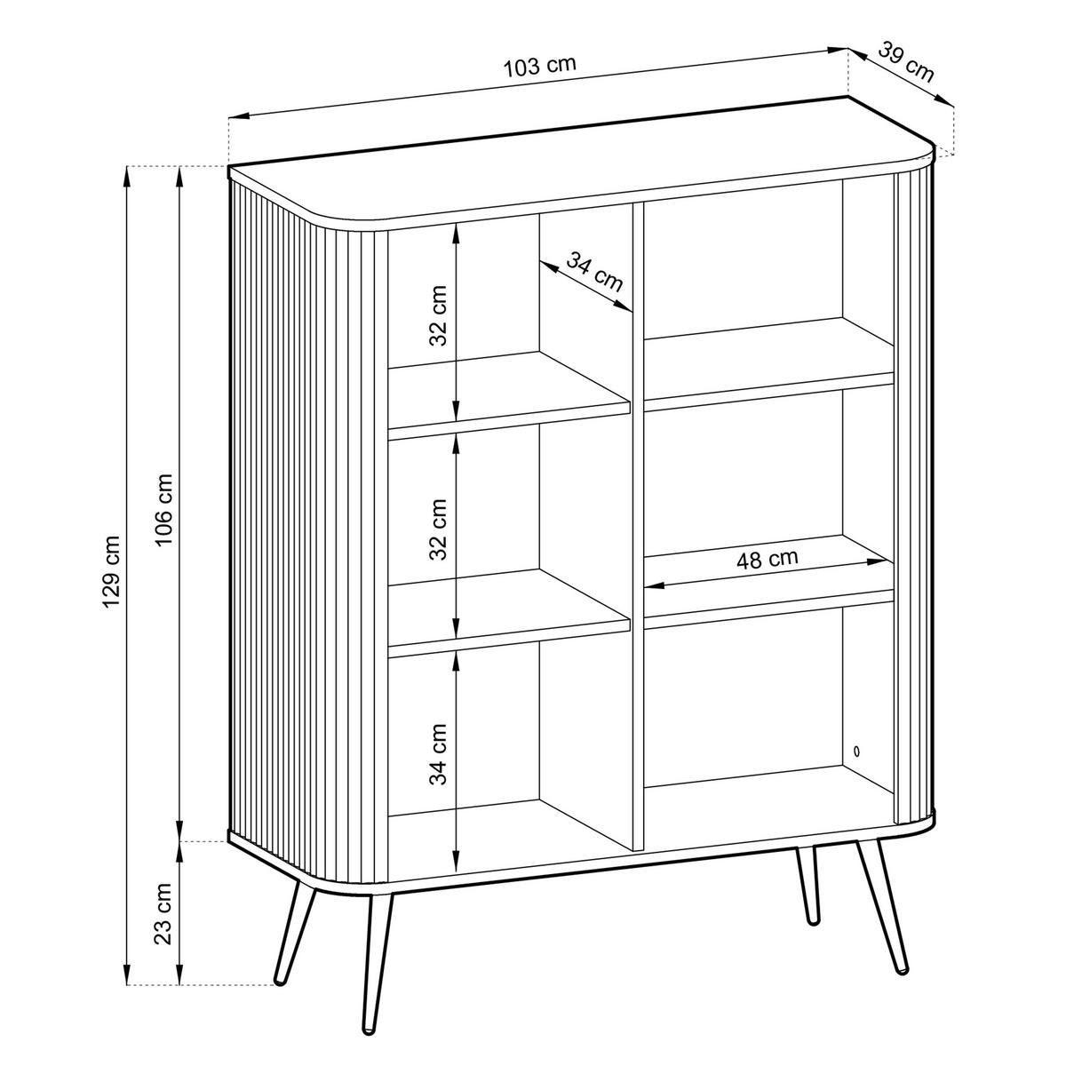 HIGHBOARD ZENZERO 103/129/39 cm mit 2 Türen Weiß - Goldfarben/Weiß, Holzwerkstoff (103/129/39cm) - MASSENO
