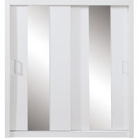 SCHWEBETÜRENSCHRANK MIRA 200/215/60cm 2-türig mit Spiegel Weiß - Weiß, Holzwerkstoff (200/215/60cm) - MASSENO