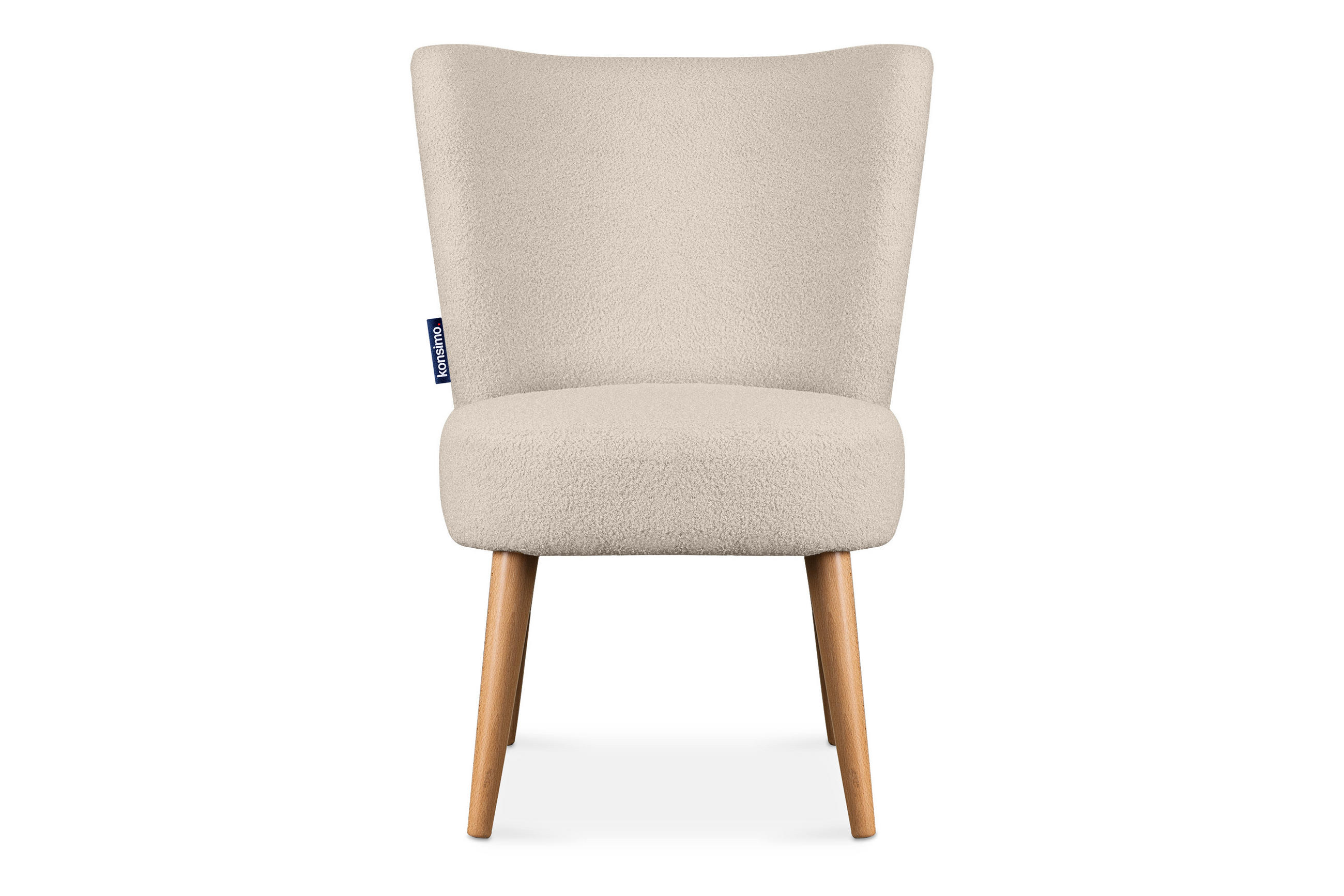 COCKTAILSESSEL APPA auf hohen Beinen aus Buchenholz gebeizter Eiche, Ecru/Eiche Dekor - Ecru/Eichefarben, Holz/Textil (63/89/65cm) - KONSIMO®