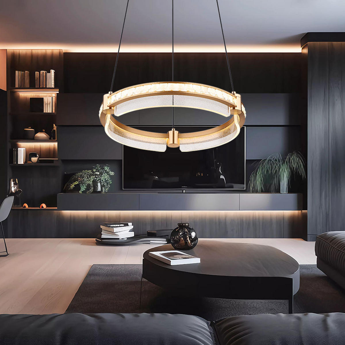 LED HÄNGELEUCHTE Blondie Kristalle Gold - Goldfarben, Metall (40/40/120cm) - Globo Lighting