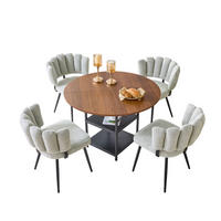 ESSGRUPPE DE-39447 5-teilig, mit doppelter Ablage und 4 Stühlen Cremegrau - Grau, Holzwerkstoff (107/75/107cm) - ComfortXL