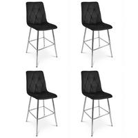 BARHOCKER 4 Stück Schwarz 52x56 cm LIBRA Ergonomische Rückenlehne - Schwarz, Metall (52/58/56cm)
