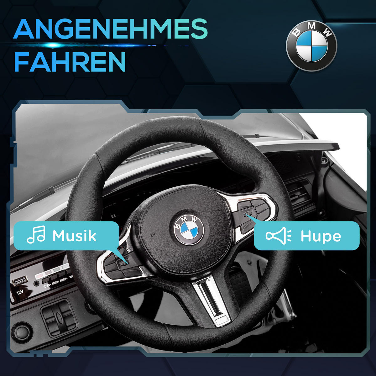 KINDER Elektroauto 12V Kinderfahrzeug mit 2,4G-Fernbedienung, 3-5 km/h, Schwarz - Schwarz, Metall (108/69.5/51cm) - AIYAPLAY
